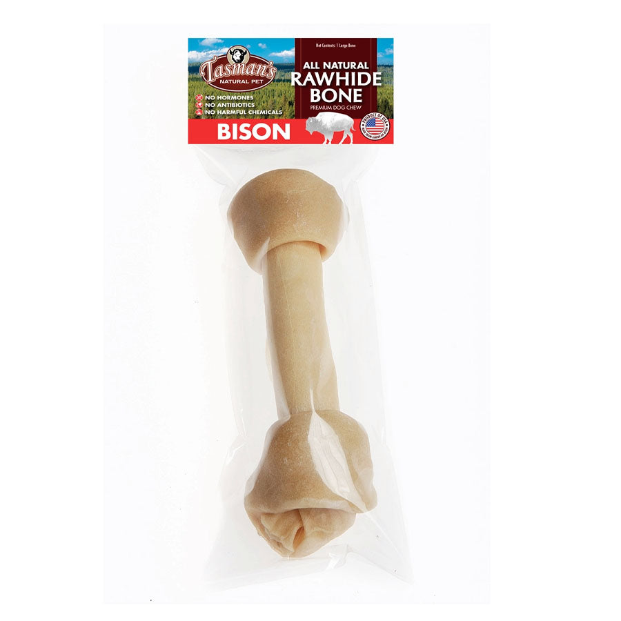 Tasmans Natural Bison Rawhide 9-10" Bone, Large [6]