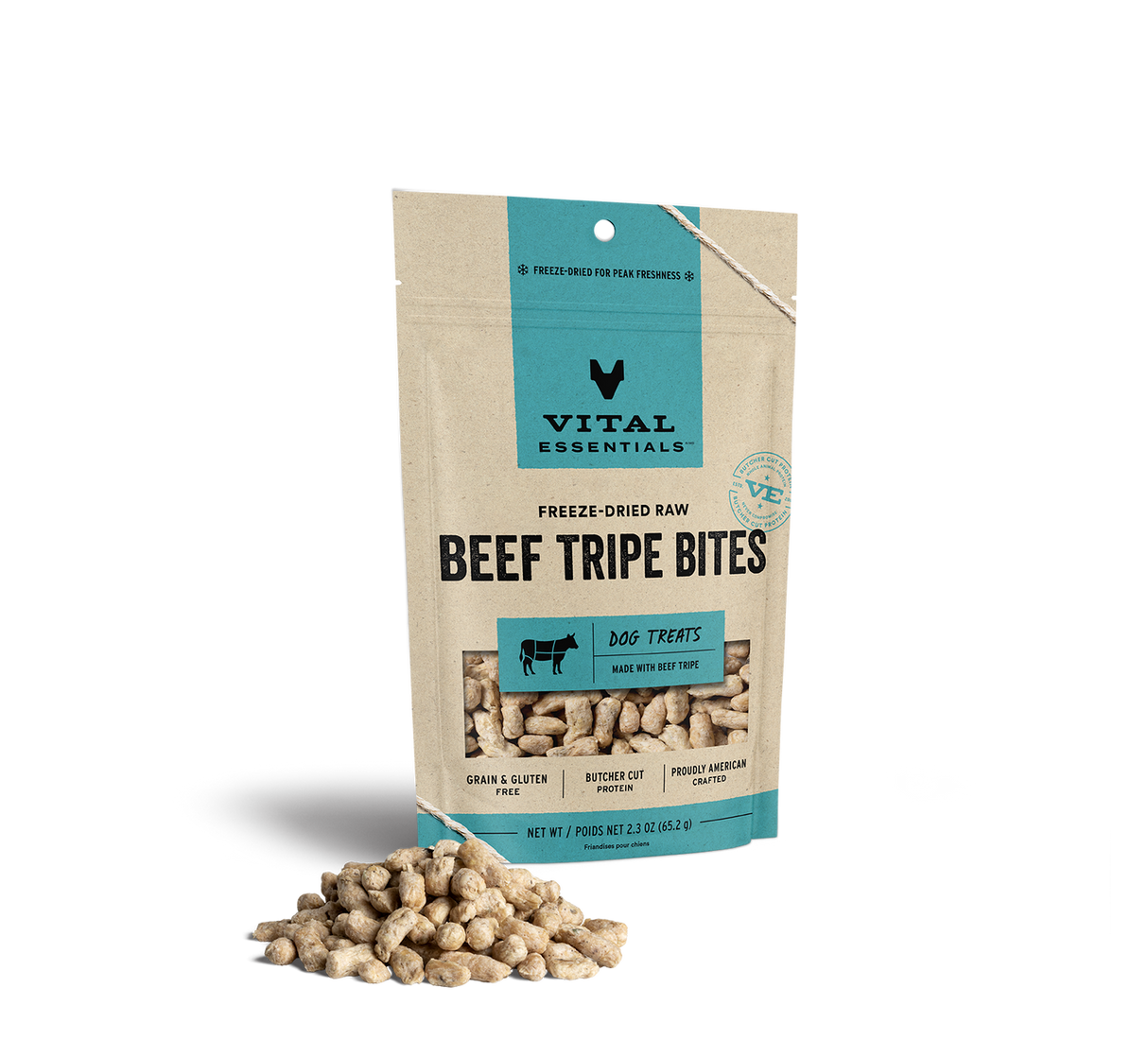 Vital Essentials Freeze Dried Beef Tripe Bites Dog Treats, 2oz