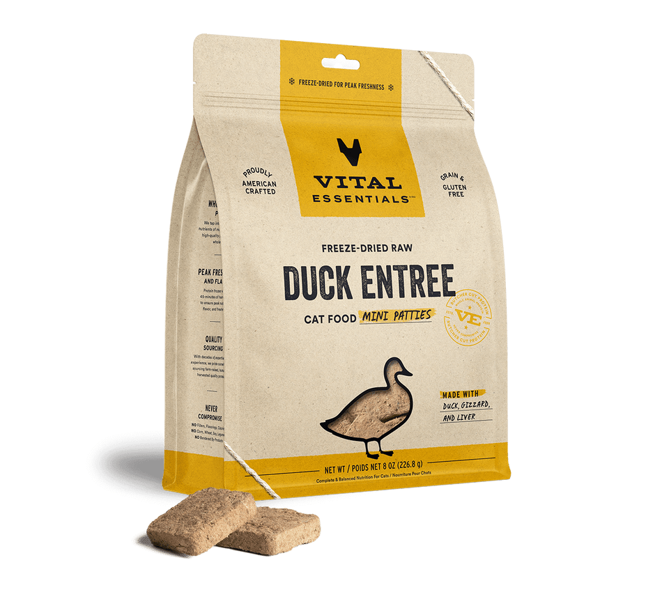 Vital Essentials Cat Freeze Dried Mini Patties Duck, 8oz