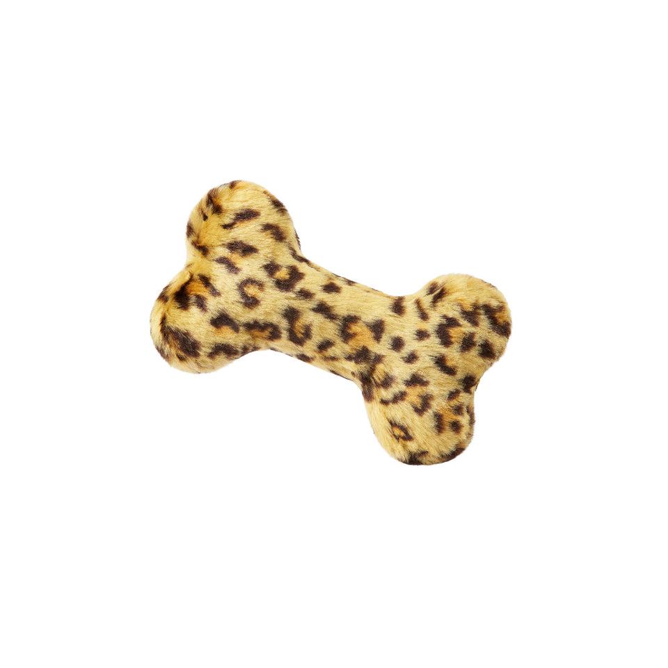 Fluff & Tuff Leopard Bone Dog Toy