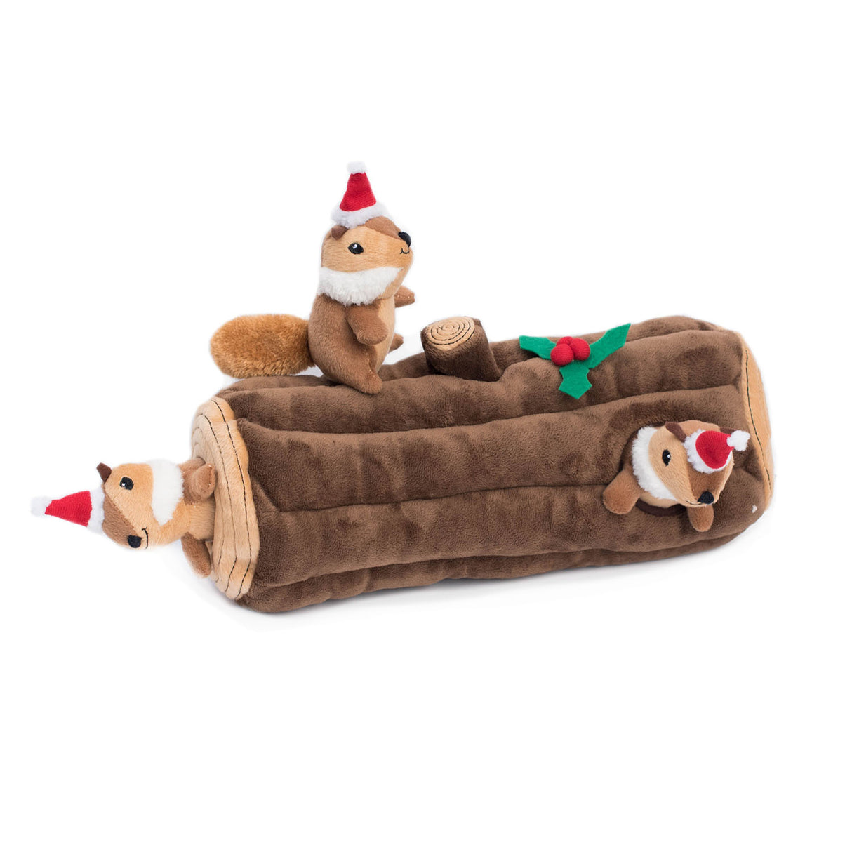 ZippyPaws Holiday Zippy Burrow Yule Log Dog Toy