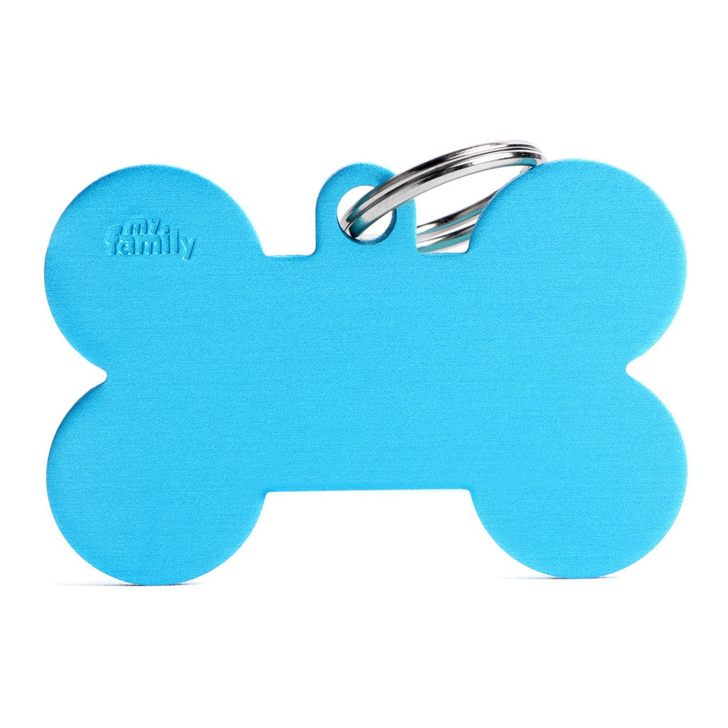 MyFamily Basic Aluminum XL Bone ID Tag, Light Blue