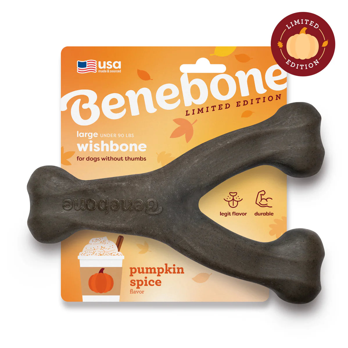 Benebone Pumpkin Wishbone, L