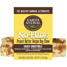 Earth Animal No Hide Peanut Butter Chews, 4" 6pk