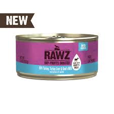 Rawz 96% Turkey, Turkey Liver & Goat's Milk Pate Canned Cat Food, 5.5oz