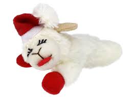 Multipet Holiday Lamb Chop w/ Santa Hat Cat Toy, 4"