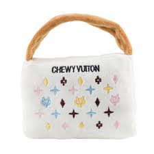 Haute Diggity Dog White Chewy Vuiton Purse Squeaker Dog Toy