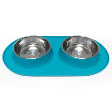 Messy Mutts Double Silicone Feeder Blue, L