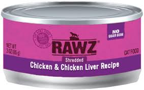 Rawz Shredded Chicken & Liver Canned Cat Food, 3oz