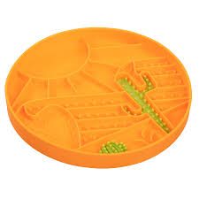 Messy Mutts Silicone Interactive Lick Bowl Desert Pattern, Orange