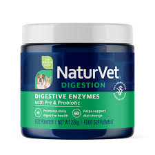 NaturVet Digestive Enzymes Powder With Prebiotics & Probiotics, 8oz