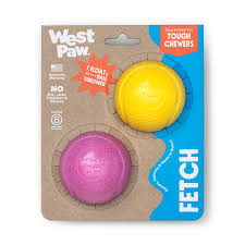 West Paw Boundr Ball, Dandelion/Hot Pink, 2pk