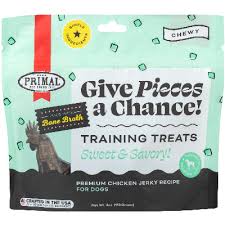 Primal Chicken Jerky Dog Treats Made with Broth, Give Pieces a Chance Training Treat for Dogs, 4 oz