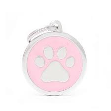 MyFamily Classic Big Circle Paw ID Tag, Pink