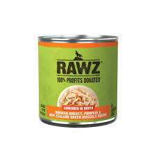 Rawz Shredded Chicken, Pumpkin & NZGM Canned Dog Food,12.5oz