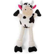 goDog Checkers Skinny Cow w/Chew Guard Plush Dog Toy Small