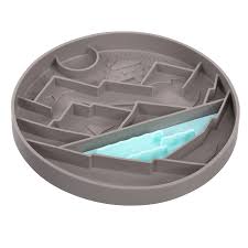 Messy Mutts Silicone Interactive Lick Bowl Mountain Pattern, Warm Grey