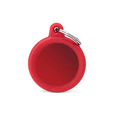 MyFamily Hushtag Aluminum Circle ID Tag, Red Rubber