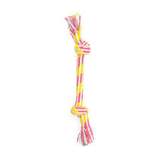 Thoozy 2 Knot Rope Toy, Yellow/Pink