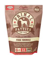 Primal Dog Frozen Pork Patties, 6lbs