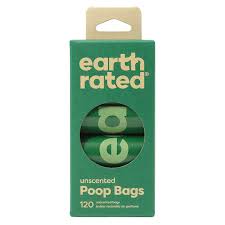Earth Rated Poop Bags Uncented, 8 Refill Rolls, 120ct