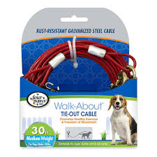 Four Paws Dog Tie-Out Cable For Dogs Under 50lbs, 15'