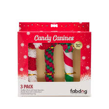 Fabdog Candy Cane Plush Dog Toy, 3pk