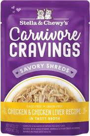 Stella & Chewys Carnivore Cravings - Savory Shreds Chicken & Chicken Liver Dinner, 2.8oz [24]