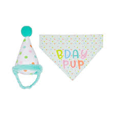 Pearhead Birthday Pup Bandana Hat Set, S/M