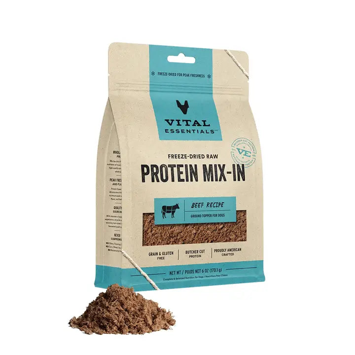 Vital Essentials Dog Freeze-Dried Raw Protein Mix-in Beef Ground Topper, 6oz