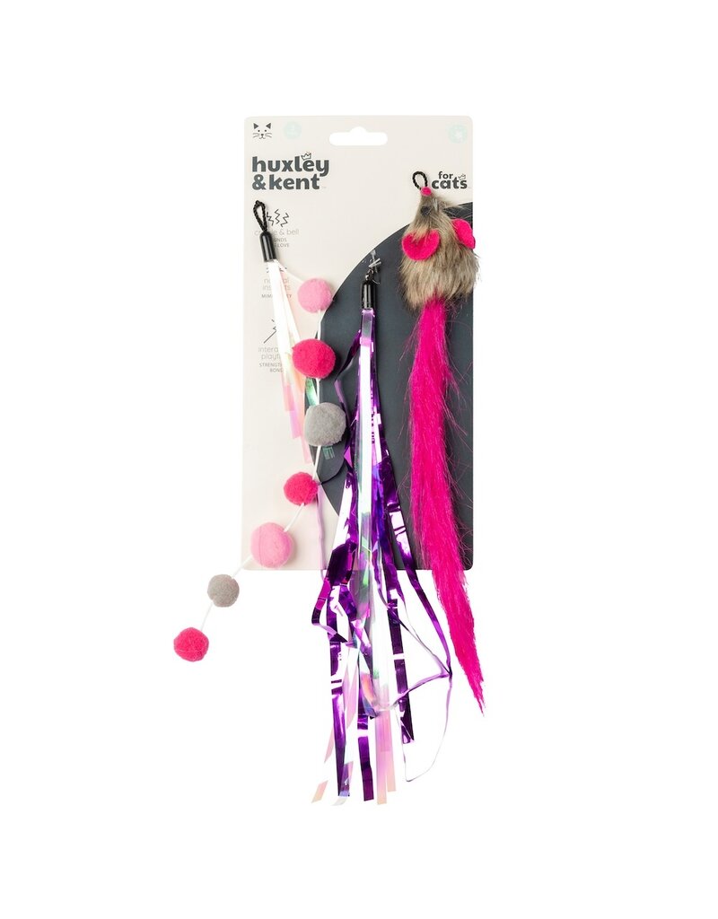 Huxley & Kent Pink Mouse Tails Wand Refill Teasers, 3pk