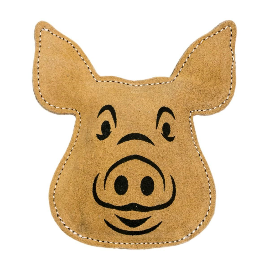 Territory Natural Leather Pig Squeak Toy, 6.5"