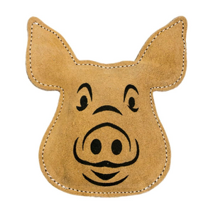 Territory Natural Leather Pig Squeak Toy, 6.5"