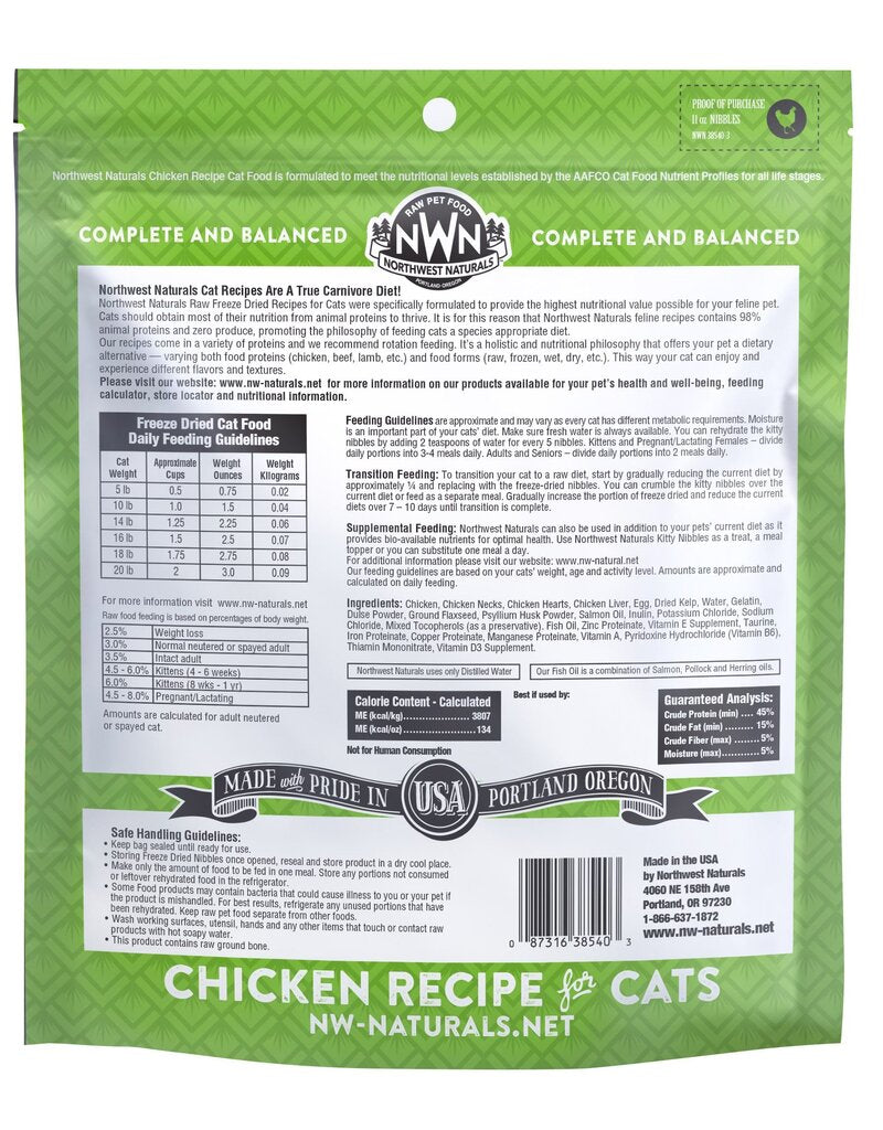 Northwest Naturals Freeze Dried Chicken Nibbles Cat Food, 11oz