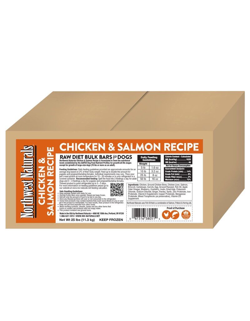 Northwest Naturals Bulk Bar Box Chicken&Salmon, 25lbs