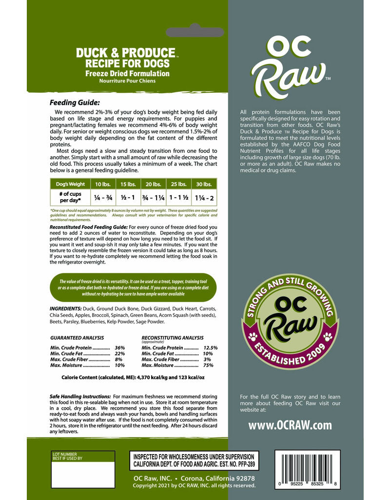 OC Raw Freeze Dried Rox Duck & Produce, 5.5oz