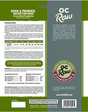 OC Raw Freeze Dried Sliders Duck & Produce, 14oz