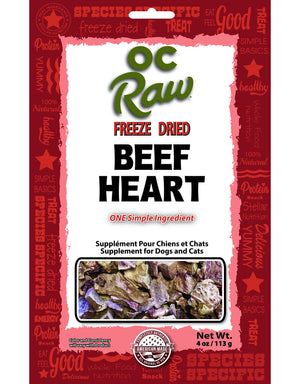 OC Raw Freeze Dried Beef Hearts, 4oz