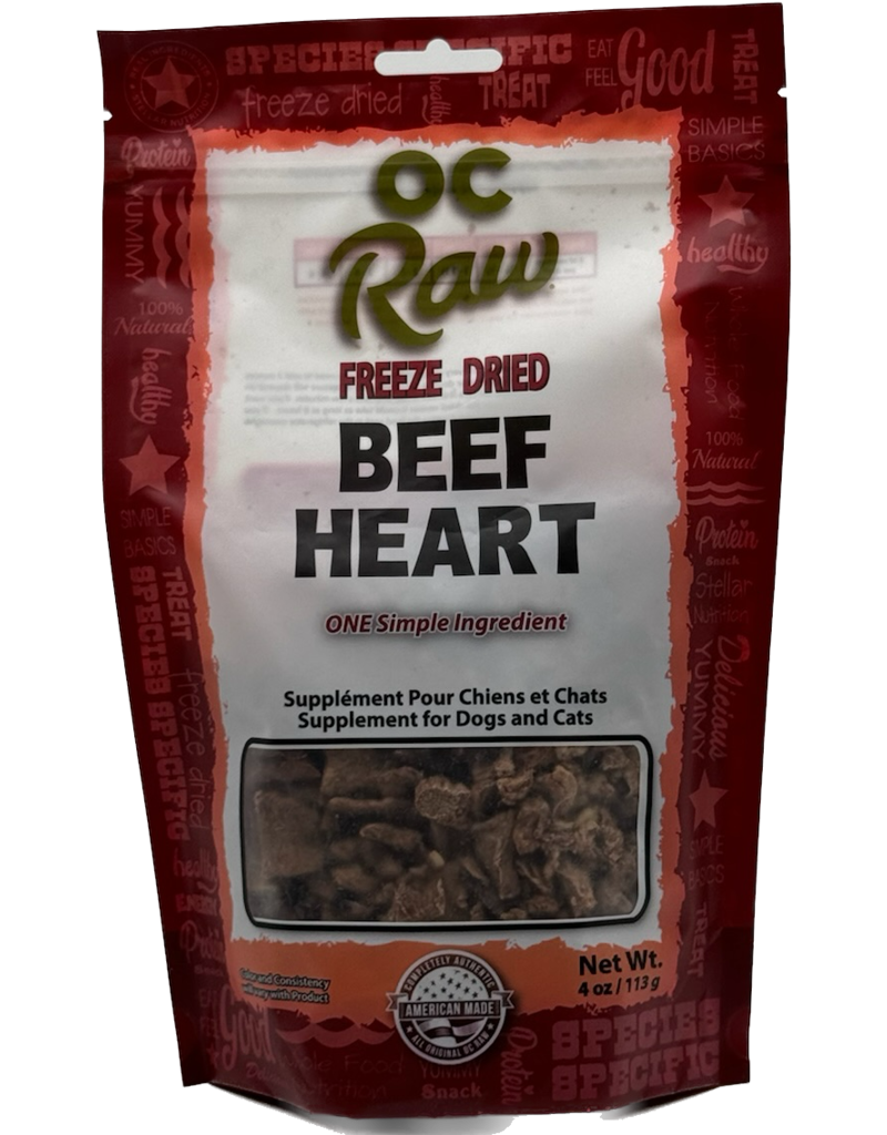 OC Raw Freeze Dried Beef Hearts, 4oz