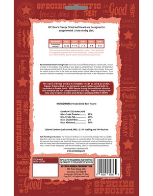 OC Raw Freeze Dried Beef Hearts, 4oz