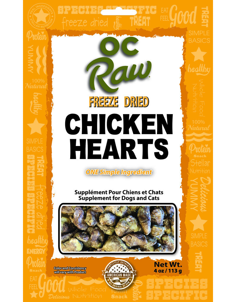 OC Raw Freeze Dried Chicken Hearts, 4oz