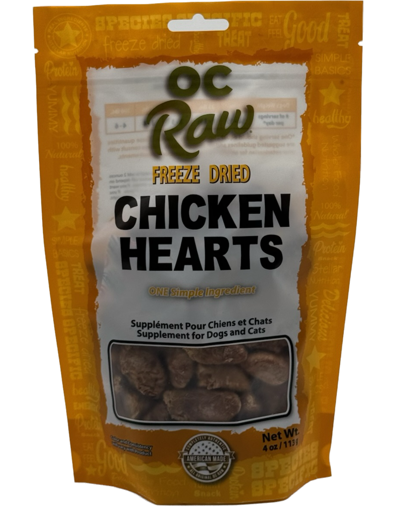 OC Raw Freeze Dried Chicken Hearts, 4oz