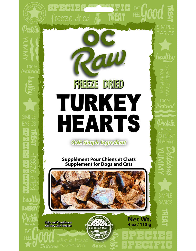 OC Raw Freeze Dried Turkey Hearts, 4oz