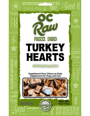 OC Raw Freeze Dried Turkey Hearts, 4oz