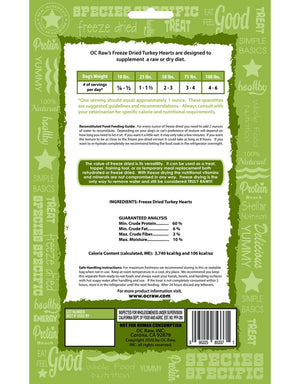 OC Raw Freeze Dried Turkey Hearts, 4oz
