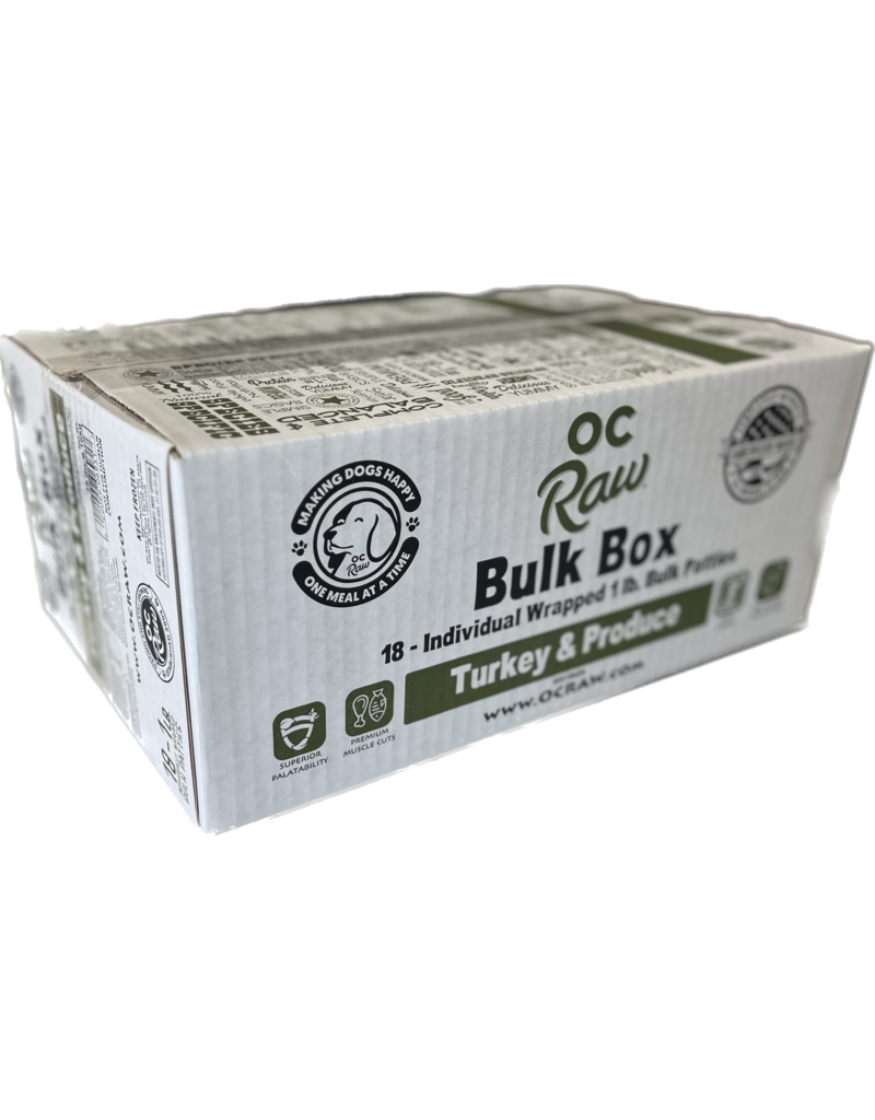 OC Raw Turkey & Produce Patties Bulk Box, 18lbs