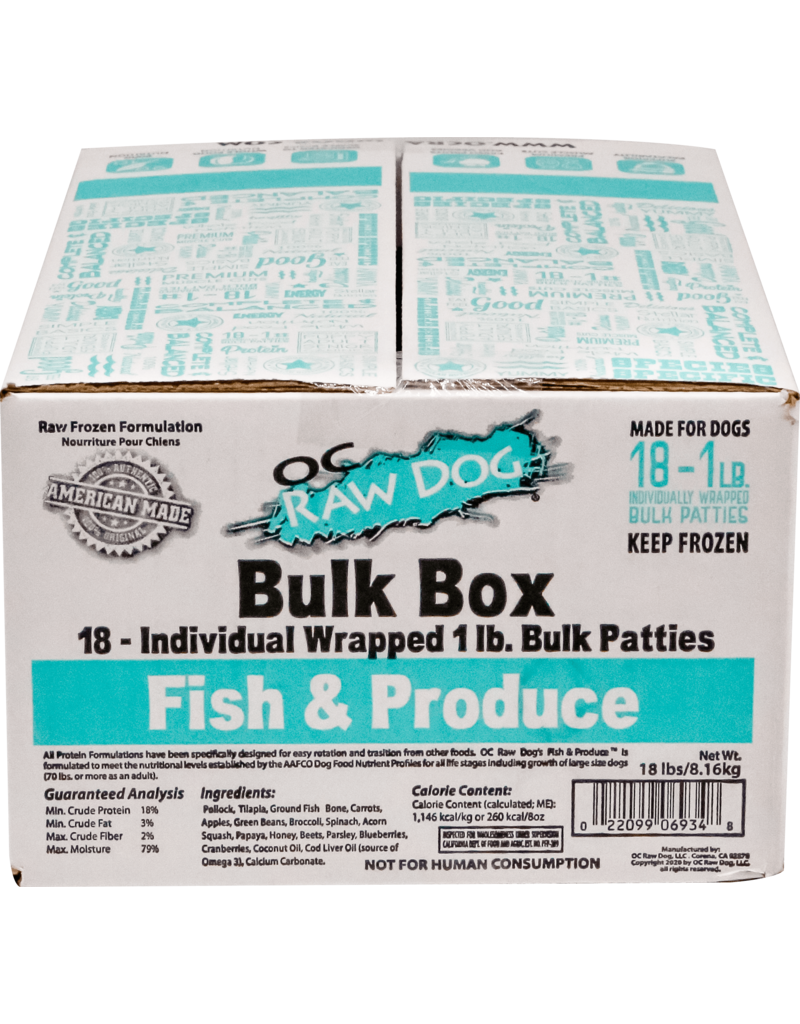 OC Raw Frozen Bulk Fish and Produce Patties,18lb box
