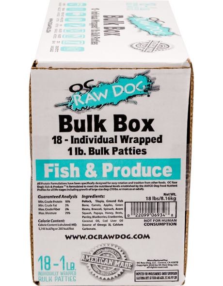OC Raw Frozen Bulk Fish and Produce Patties,18lb box
