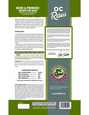 OC Raw Frozen Sliders Duck & Produce, 4lbs