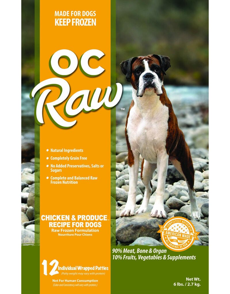 OC Raw Frozen Patties Chicken & Produce, 6lbs